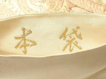 平和屋着物▼六通柄　本袋帯　更紗孔雀吉祥花文　金糸　引箔　正絹　逸品　CABA5728ak