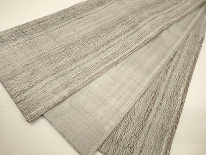 平和屋着物▽スリーシーズン 春夏秋 六通柄袋帯 霞文 銀通し地 正絹 逸品 CABA5731ak