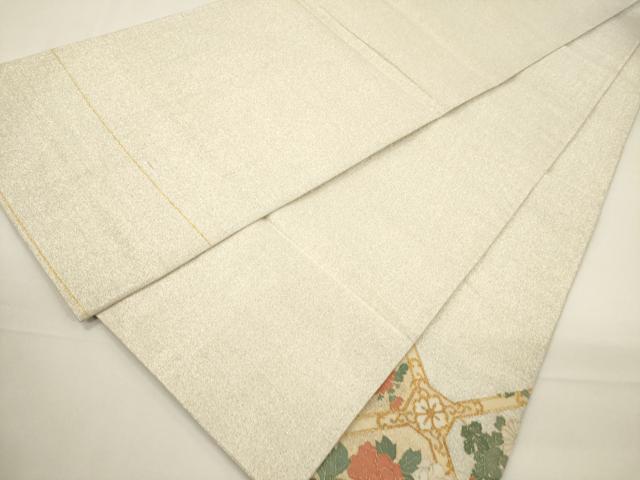 平和屋着物▼太鼓柄袋帯　綴れ　草花天井文　金糸　正絹　逸品　CABA5735ak