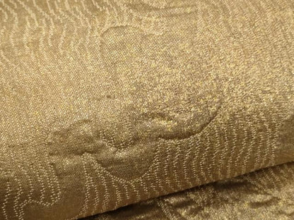 平和屋着物▼六通柄袋帯 ふくれ織 葡萄蔦の葉文 金糸 引箔 正絹 逸品 CABA5985ak