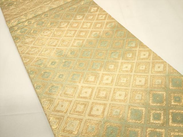 平和屋着物▼六通柄袋帯　入子菱紋様　金糸　正絹　逸品　CABA5997ak