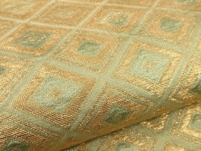 平和屋着物▼六通柄袋帯　入子菱紋様　金糸　正絹　逸品　CABA5997ak