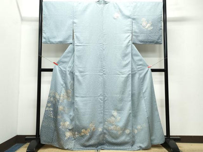平和屋着物●訪問着　枝花文　たたき染め　金彩　洗える着物　CABA6003vf