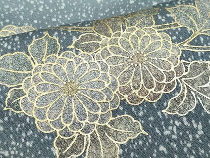 平和屋着物●訪問着　枝花文　たたき染め　金彩　洗える着物　CABA6003vf