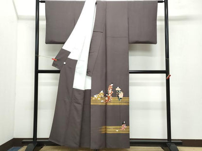 平和屋着物●色留訪問着　作家物　人物文　鈴乃屋扱い　正絹　逸品　CABA6005vf