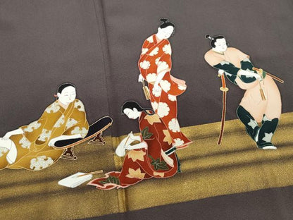 平和屋着物●色留訪問着　作家物　人物文　鈴乃屋扱い　正絹　逸品　CABA6005vf