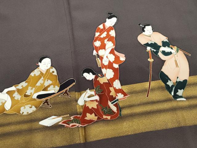 平和屋着物●色留訪問着　作家物　人物文　鈴乃屋扱い　正絹　逸品　CABA6005vf