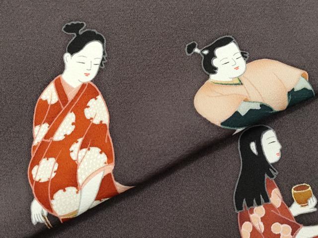 平和屋着物●色留訪問着　作家物　人物文　鈴乃屋扱い　正絹　逸品　CABA6005vf