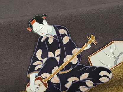 平和屋着物●色留訪問着　作家物　人物文　鈴乃屋扱い　正絹　逸品　CABA6005vf