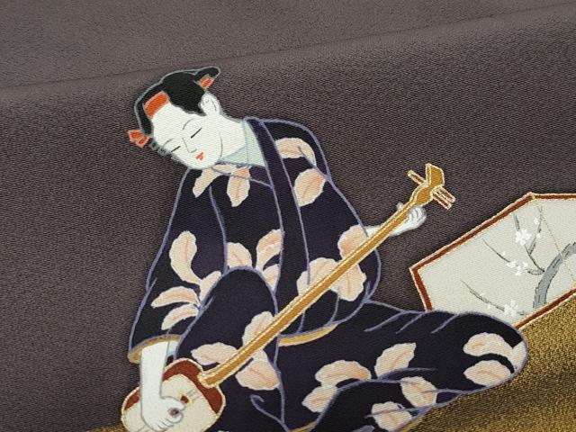 平和屋着物●色留訪問着　作家物　人物文　鈴乃屋扱い　正絹　逸品　CABA6005vf