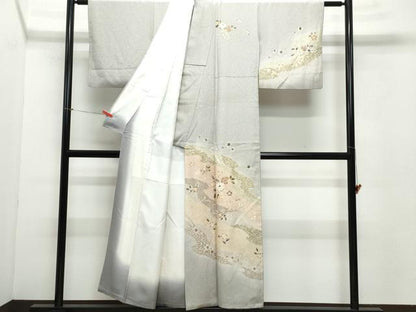 平和屋着物●訪問着 草花文 金彩 正絹 逸品 CABA6008vf
