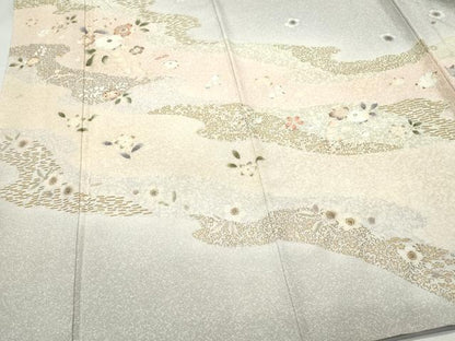 平和屋着物●訪問着 草花文 金彩 正絹 逸品 CABA6008vf
