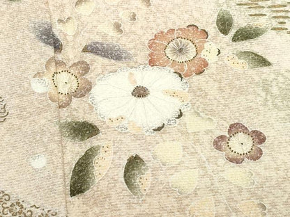 平和屋着物●訪問着 草花文 金彩 正絹 逸品 CABA6008vf