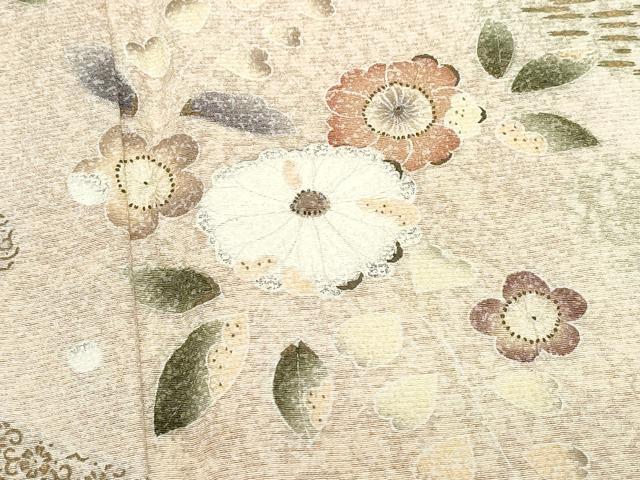 平和屋着物●訪問着 草花文 金彩 正絹 逸品 CABA6008vf