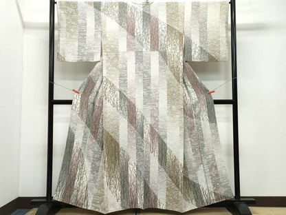 平和屋着物●訪問着 流水草花文 正絹 逸品 CABA6010vf