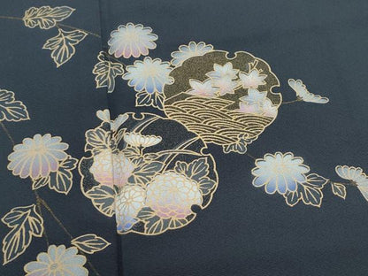 平和屋着物●訪問着　雪輪草花文　金彩　正絹　逸品　CABA6011vf