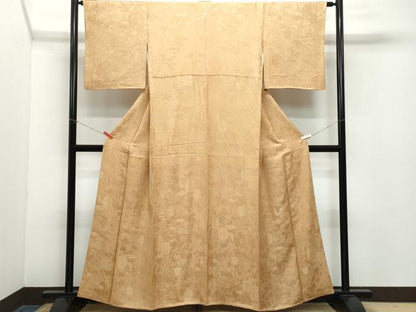 平和屋着物●上質な色無地　陶器花地紋　枇杷茶色　正絹　逸品　CABA6016vf