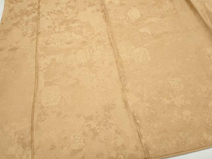 平和屋着物●上質な色無地　陶器花地紋　枇杷茶色　正絹　逸品　CABA6016vf