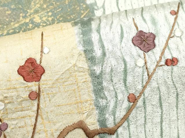 平和屋着物●訪問着　絞り　刺繍　草花文　金彩　正絹　逸品　CABA6025vf