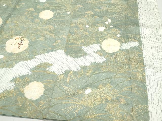 平和屋着物●訪問着　絞り　刺繍　草花文　金彩　正絹　逸品　CABA6025vf