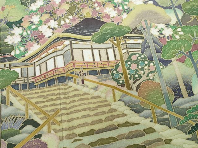 平和屋着物●豪華黒留袖 友禅 作家物 風景草木文 まるやま扱い 正絹 逸品 CABA6036vf