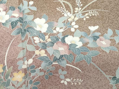 平和屋着物●訪問着 友禅 作家物 流水草花文 暈し染め 三越扱い 正絹 逸品 CABA6039vf