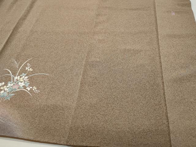 平和屋着物●訪問着 友禅 作家物 流水草花文 暈し染め 三越扱い 正絹 逸品 CABA6039vf