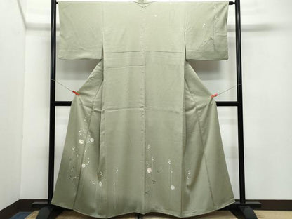 平和屋着物●訪問着 ふくれ織 雪輪草花文 暈し染め 正絹 逸品 CABA6045vf