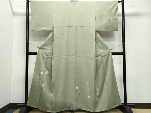 平和屋着物●訪問着 ふくれ織 雪輪草花文 暈し染め 正絹 逸品 CABA6045vf