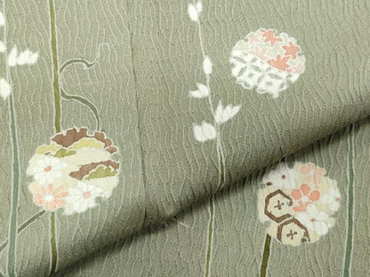 平和屋着物●訪問着 ふくれ織 雪輪草花文 暈し染め 正絹 逸品 CABA6045vf