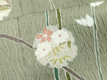 平和屋着物●訪問着 ふくれ織 雪輪草花文 暈し染め 正絹 逸品 CABA6045vf