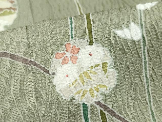 平和屋着物●訪問着 ふくれ織 雪輪草花文 暈し染め 正絹 逸品 CABA6045vf
