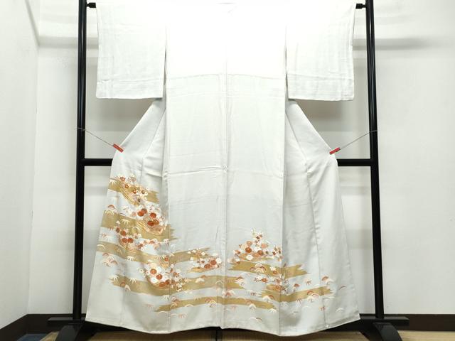 平和屋着物●豪華色留袖　刺繍　吉祥松花文　金彩　正絹　逸品　CABA6051vf