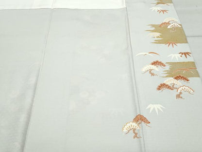 平和屋着物●豪華色留袖　刺繍　吉祥松花文　金彩　正絹　逸品　CABA6051vf