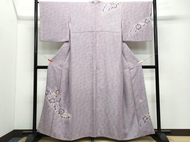 平和屋□本場真綿絢結城紬 作家物 手描き 辻が花 訪問着f28