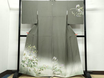 平和屋着物●二代目清次郎　手描き　訪問着　枝花文　暈し染め　正絹　逸品　CABA6055vf