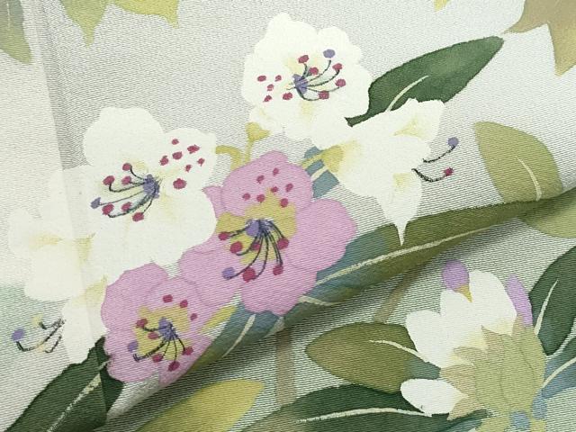 平和屋着物●二代目清次郎　手描き　訪問着　枝花文　暈し染め　正絹　逸品　CABA6055vf