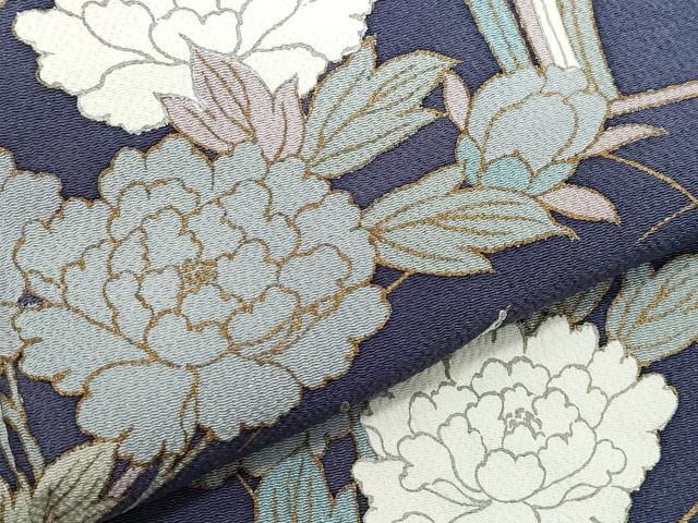 平和屋着物●訪問着　草花文　金彩　鬼しぼ縮緬　正絹　逸品　CABA6070vf