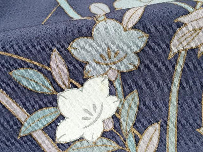 平和屋着物●訪問着　草花文　金彩　鬼しぼ縮緬　正絹　逸品　CABA6070vf