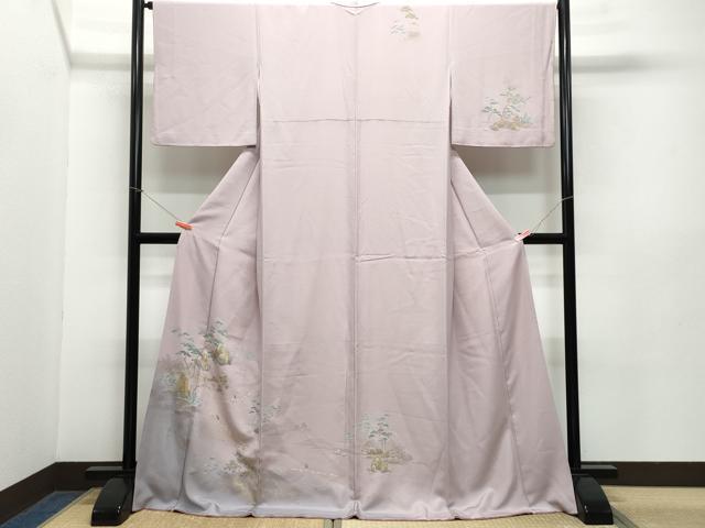 平和屋着物●訪問着 人物草木文 暈し染め 金彩 ロング丈 正絹 逸品 CABA6090vf