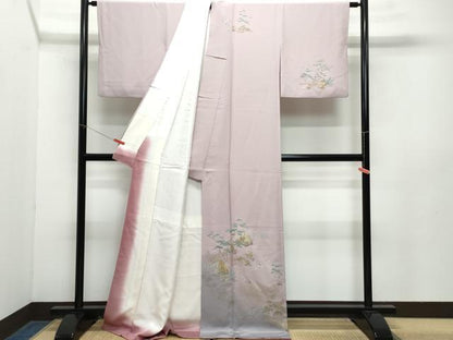 平和屋着物●訪問着 人物草木文 暈し染め 金彩 ロング丈 正絹 逸品 CABA6090vf