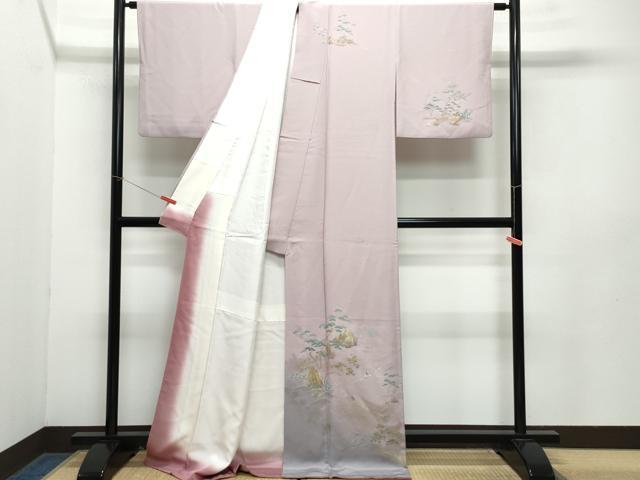 平和屋着物●訪問着 人物草木文 暈し染め 金彩 ロング丈 正絹 逸品 CABA6090vf