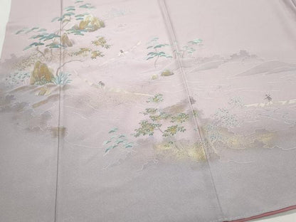 平和屋着物●訪問着 人物草木文 暈し染め 金彩 ロング丈 正絹 逸品 CABA6090vf