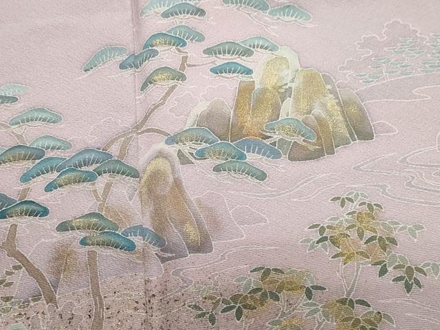 平和屋着物●訪問着 人物草木文 暈し染め 金彩 ロング丈 正絹 逸品 CABA6090vf