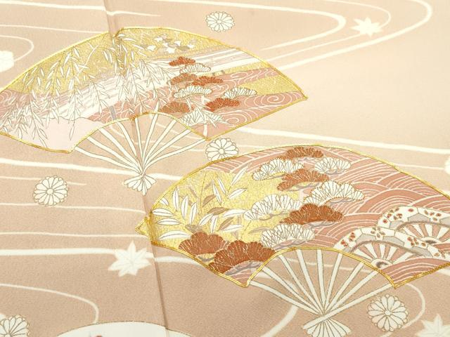 平和屋着物●銀座きしや　訪問着　駒刺繍　流水扇面松花文　金彩　正絹　逸品　CABA6102vf