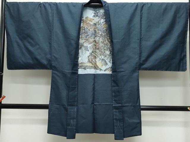 平和屋着物○男性 紬 アンサンブル 色無地 赤墨色 正絹 逸品 AABD7019ph