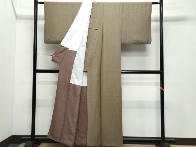 平和屋着物●江戸小紋　万筋　憲法色×白茶色　正絹　逸品　CABA6133vf