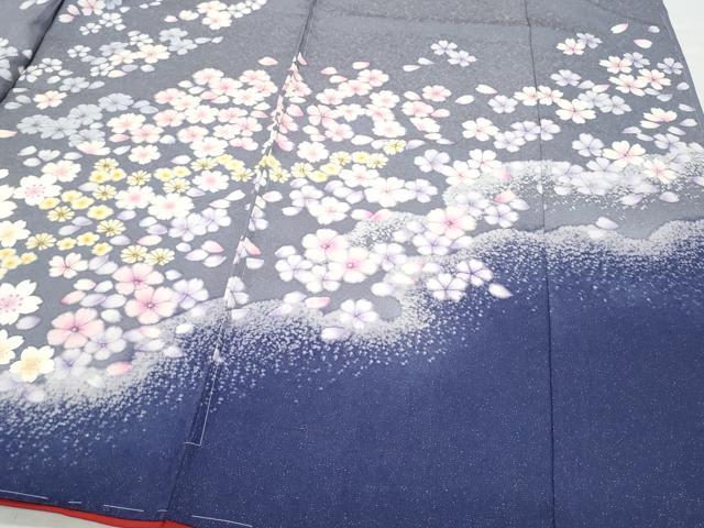 平和屋着物●豪華振袖　駒刺繍　舞花文　銀通し地　仮絵羽　逸品　未使用　CABA6138vf