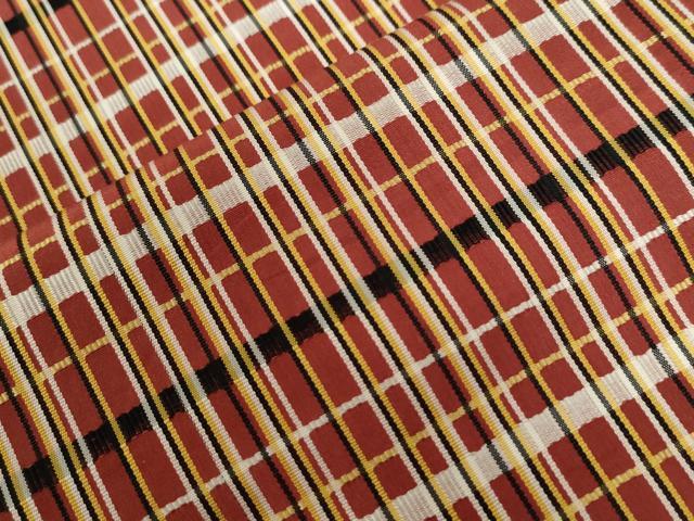 平和屋着物●上質なお召 吉野間道 正絹 逸品 CABA6141yc