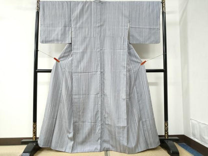 平和屋着物●上質な小紋　紬地　縞　正絹　逸品　CABA6150yc